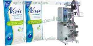 مكينة تعبئة اكياس كريم الشعر من شركة المهندس منسى للصناعات الهندسيه